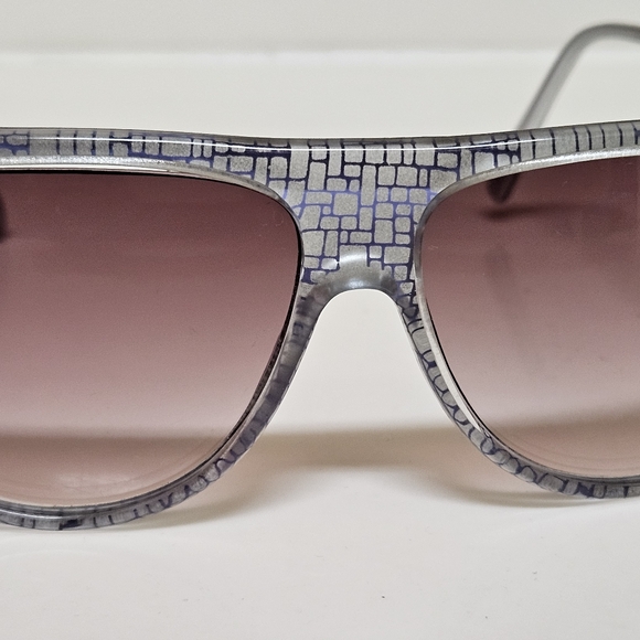 Vintage Cool-Ray Sunglasses Flat Top Silver Patterned Brown Gradient Lenses - Picture 12 of 13